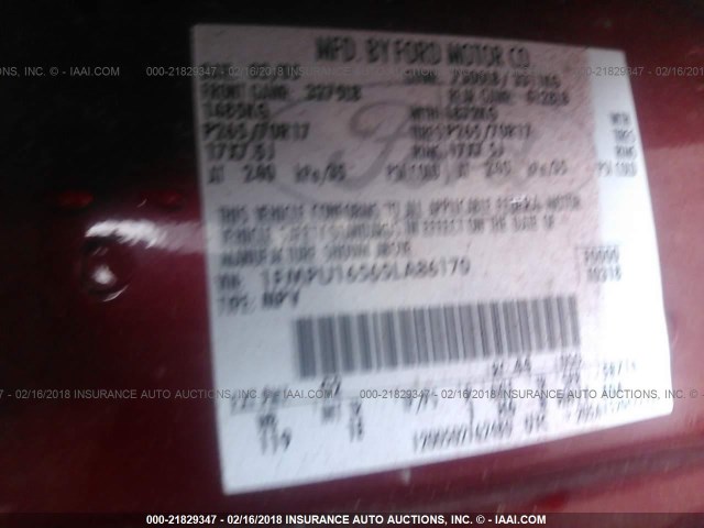 1FMPU16565LA86170 - 2005 FORD EXPEDITION XLT RED photo 9