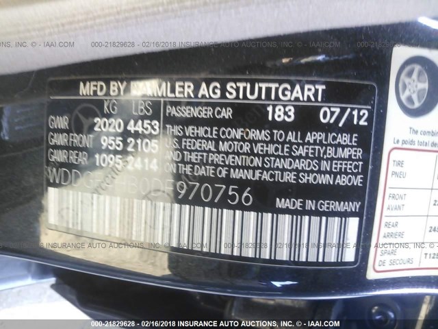 WDDGF4HB0DF970756 - 2013 MERCEDES-BENZ C 250 GRAY photo 9