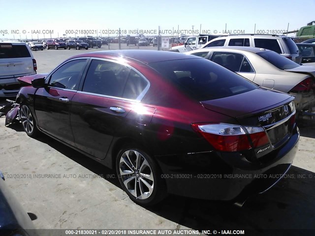 1HGCR2F58EA287494 - 2014 HONDA ACCORD SPORT MAROON photo 3