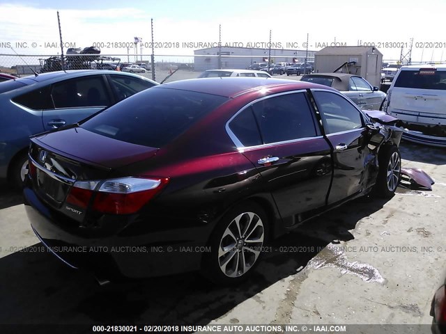 1HGCR2F58EA287494 - 2014 HONDA ACCORD SPORT MAROON photo 4