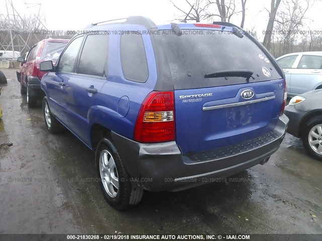 KNDJF724187467460 - 2008 KIA SPORTAGE LX BLUE photo 3