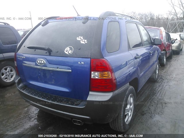 KNDJF724187467460 - 2008 KIA SPORTAGE LX BLUE photo 4