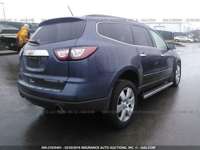 1GNKVLKD8DJ106604 - 2013 CHEVROLET TRAVERSE LTZ BLUE photo 4