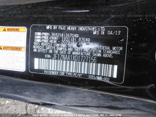 JF1ZNAA1XD1727156 - 2013 TOYOTA SCION FR-S შავი ფოტო 9