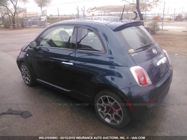 3C3CFFBR8FT558687 - 2015 FIAT 500 SPORT BLUE photo 3