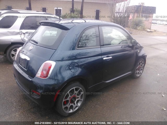 3C3CFFBR8FT558687 - 2015 FIAT 500 SPORT BLUE photo 4