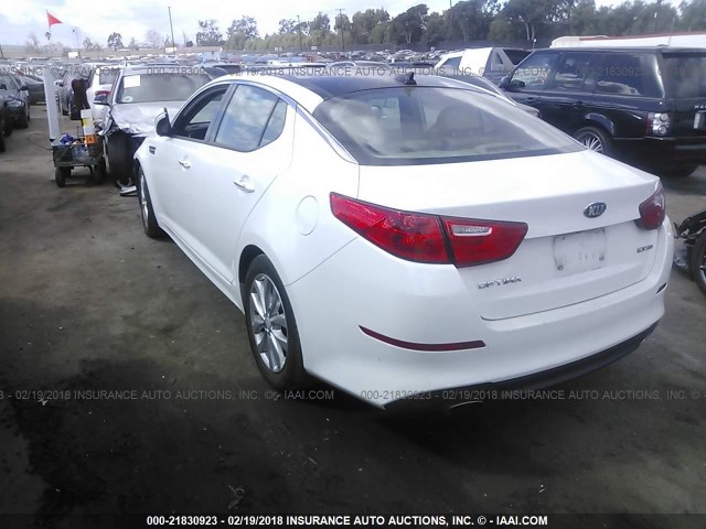 5XXGN4A79EG350574 - 2014 KIA OPTIMA EX WHITE photo 3