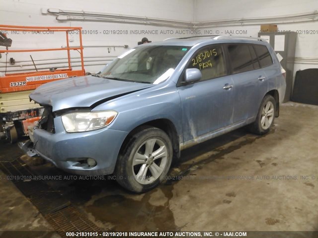 JTEES42A082019754 - 2008 TOYOTA HIGHLANDER LIMITED BLUE photo 2