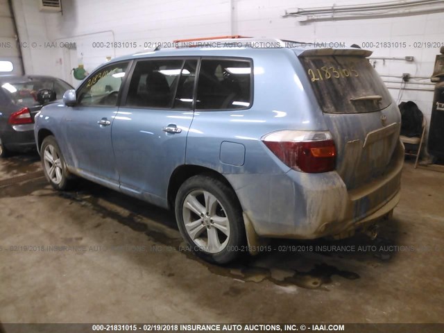 JTEES42A082019754 - 2008 TOYOTA HIGHLANDER LIMITED BLUE photo 3