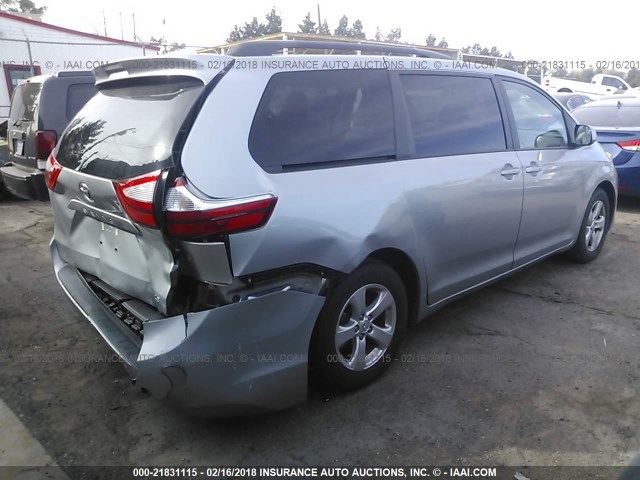 5TDKK3DC2GS715748 - 2016 TOYOTA SIENNA LE SILVER photo 4