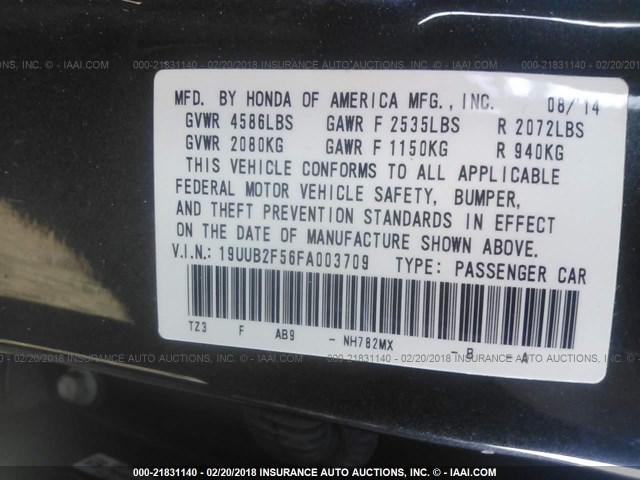 19UUB2F56FA003709 - 2015 ACURA TLX TECH BLACK photo 9