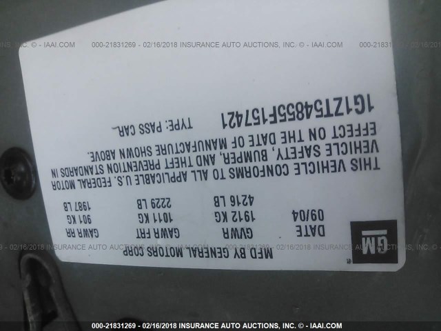 1G1ZT54855F157421 - 2005 CHEVROLET MALIBU LS 绿色 照片 9