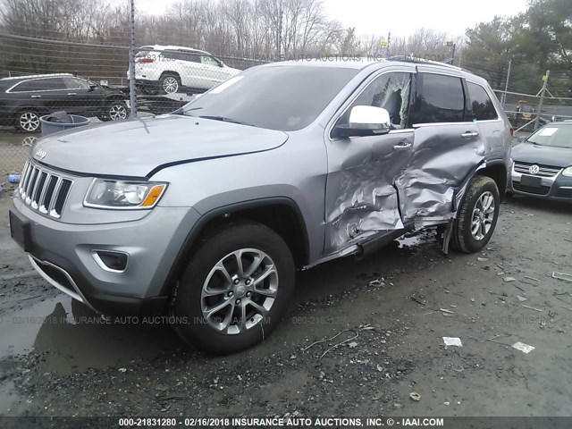 1C4RJFBG2GC381067 - 2016 JEEP GRAND CHEROKEE LIMITED SILVER photo 2