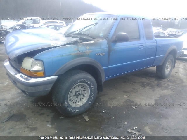 1FTZR15X0WPB62977 - 1998 FORD RANGER SUPER CAB BLUE photo 2