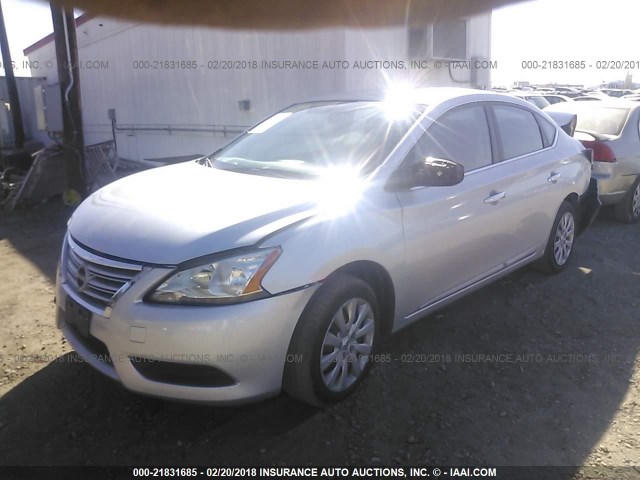 3N1AB7AP8EY339785 - 2014 NISSAN SENTRA S/SV/SR/SL SILVER photo 2