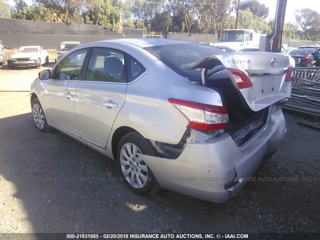 3N1AB7AP8EY339785 - 2014 NISSAN SENTRA S/SV/SR/SL SILVER photo 3