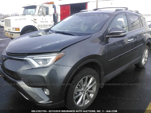 2T3DFREV9GW482451 - 2016 TOYOTA RAV4 LIMITED GRAY photo 2