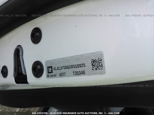 KL4CJFSB6GB558925 - 2016 BUICK ENCORE CONVENIENCE Սպիտակ լուսանկար 9