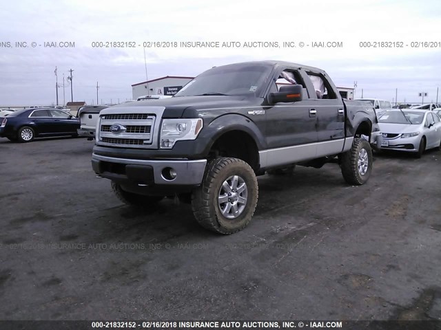 1FTFW1EF5DKG18954 - 2013 FORD F150 SUPERCREW GREEN photo 2