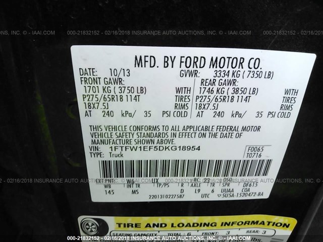 1FTFW1EF5DKG18954 - 2013 FORD F150 SUPERCREW GREEN photo 9