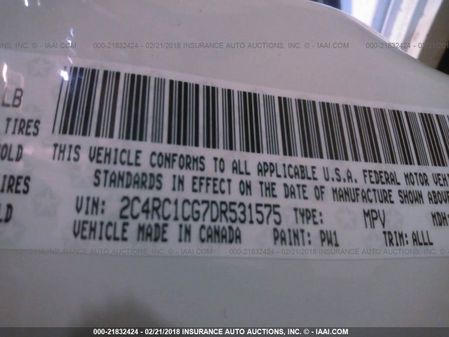 2C4RC1CG7DR531575 - 2013 CHRYSLER TOWN & COUNTRY TOURING L WHITE photo 9