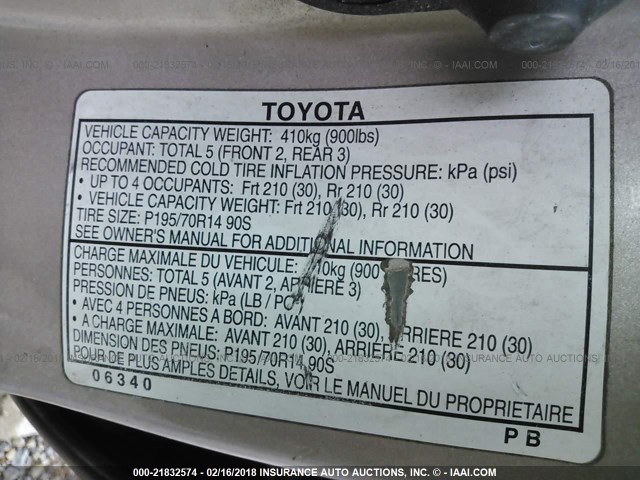 4T1BG22K8XU585648 - 1999 TOYOTA CAMRY CE/LE/XLE GOLD photo 9