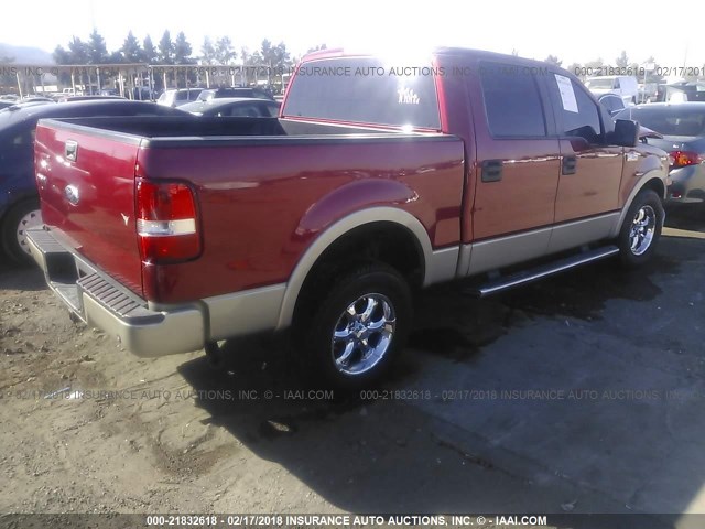 1FTPW12V07KC59369 - 2007 FORD F150 SUPERCREW RED photo 4