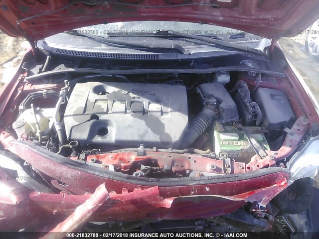 2T1BU4EE4CC764923 - 2012 TOYOTA COROLLA S/LE RED photo 10