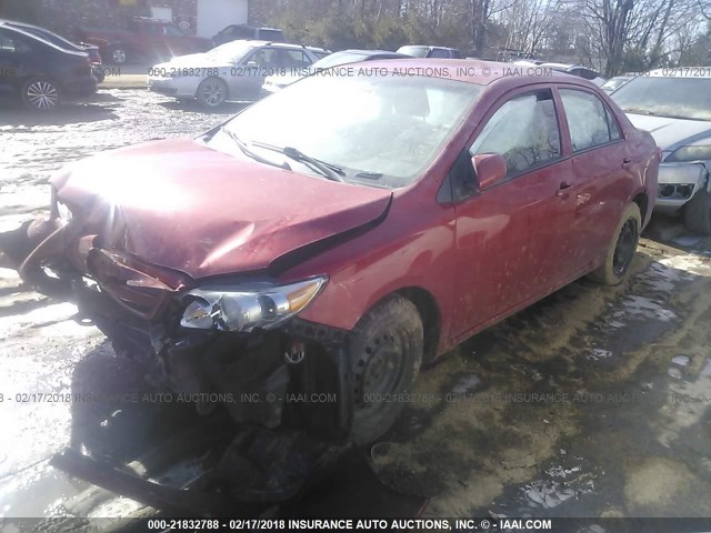 2T1BU4EE4CC764923 - 2012 TOYOTA COROLLA S/LE RED photo 2