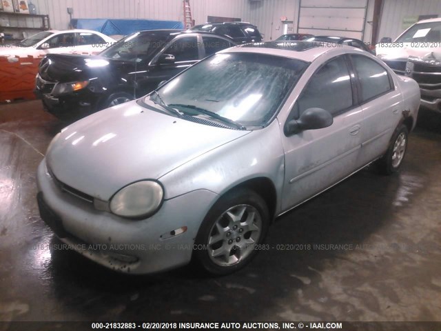 1B3AS46C81D180766 - 2001 DODGE NEON SE/ES SILVER photo 2