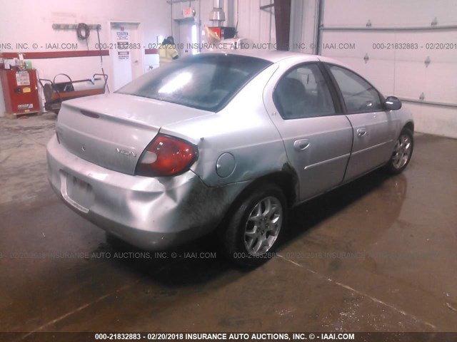 1B3AS46C81D180766 - 2001 DODGE NEON SE/ES SILVER photo 4