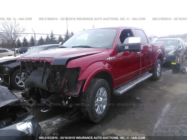 1FTFW1EV4AKA60615 - 2010 FORD F150 SUPERCREW RED photo 2