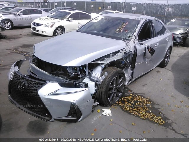 JTHBA1D23H5053361 - 2017 LEXUS IS 200T SILVER photo 2