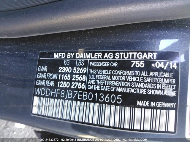 WDDHF8JB7EB013605 - 2014 MERCEDES-BENZ E 350 4MATIC BLACK photo 9