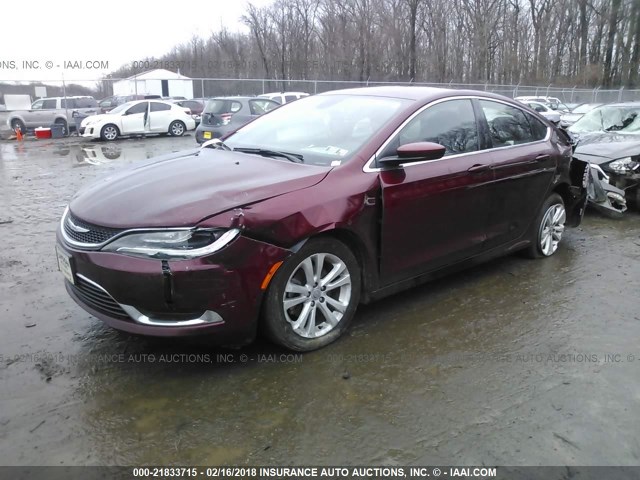 1C3CCCAB3FN691398 - 2015 CHRYSLER 200 LIMITED BURGUNDY photo 2