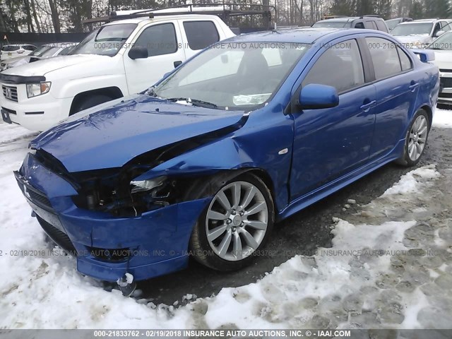 JA32U8FW5AU002696 - 2010 MITSUBISHI LANCER GTS BLUE photo 2