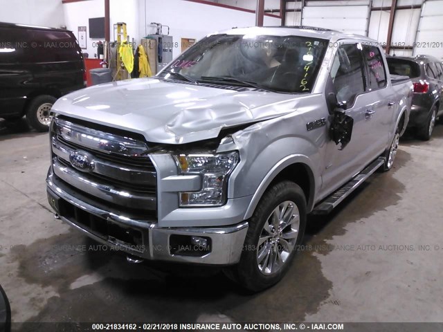 1FTEW1EG9FFB12740 - 2015 FORD F150 SUPERCREW SILVER photo 2