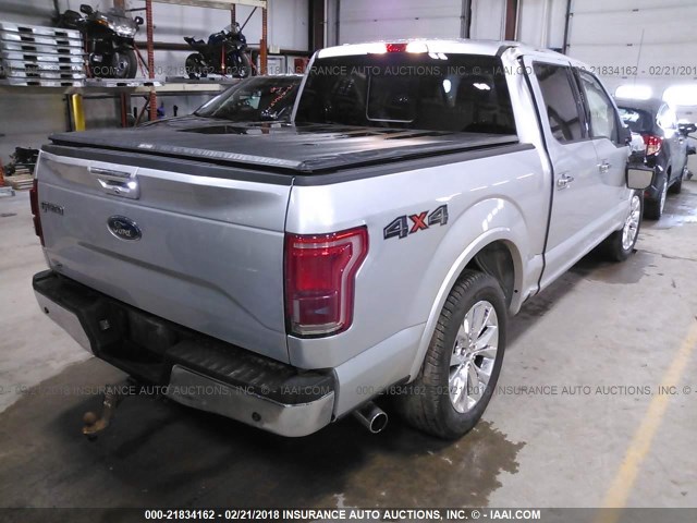 1FTEW1EG9FFB12740 - 2015 FORD F150 SUPERCREW SILVER photo 4