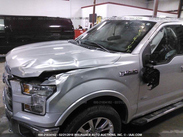 1FTEW1EG9FFB12740 - 2015 FORD F150 SUPERCREW SILVER photo 6