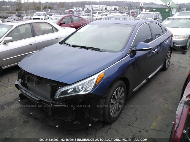 5NPE34AF1HH475775 - 2017 HYUNDAI SONATA SPORT/LIMITED BLUE photo 2