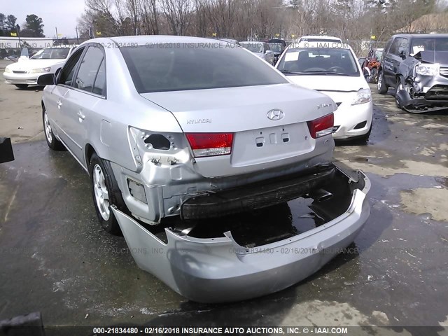 5NPEU46F66H034971 - 2006 HYUNDAI SONATA GLS/LX SILVER photo 3