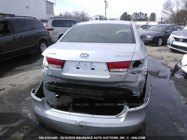 5NPEU46F66H034971 - 2006 HYUNDAI SONATA GLS/LX SILVER photo 6