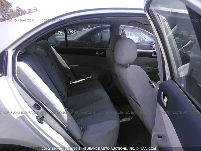 5NPEU46F66H034971 - 2006 HYUNDAI SONATA GLS/LX SILVER photo 8