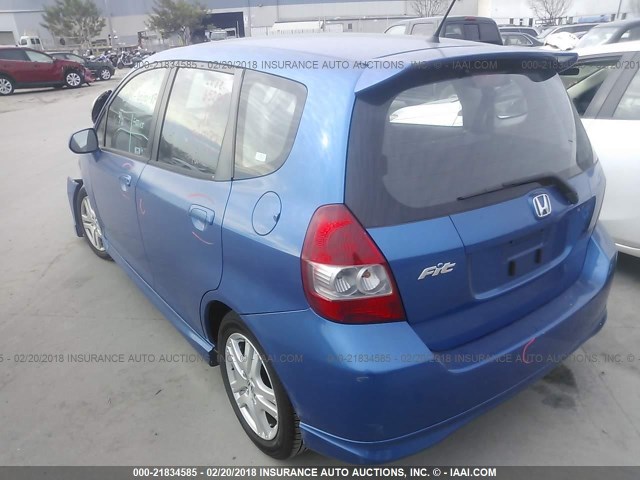 JHMGD38617S034779 - 2007 HONDA FIT S BLUE photo 3