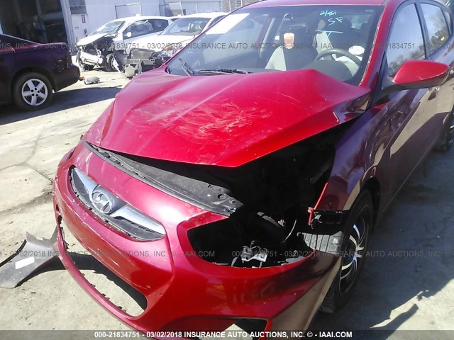 KMHCT5AE3CU002748 - 2012 HYUNDAI ACCENT GLS/GS RED photo 6