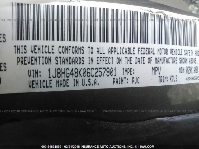 1J8HG48K06C257901 - 2006 JEEP COMMANDER Qəhvəyi foto 9