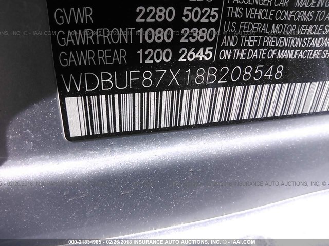 WDBUF87X18B208548 - 2008 MERCEDES-BENZ E 350 4MATIC SILVER photo 9