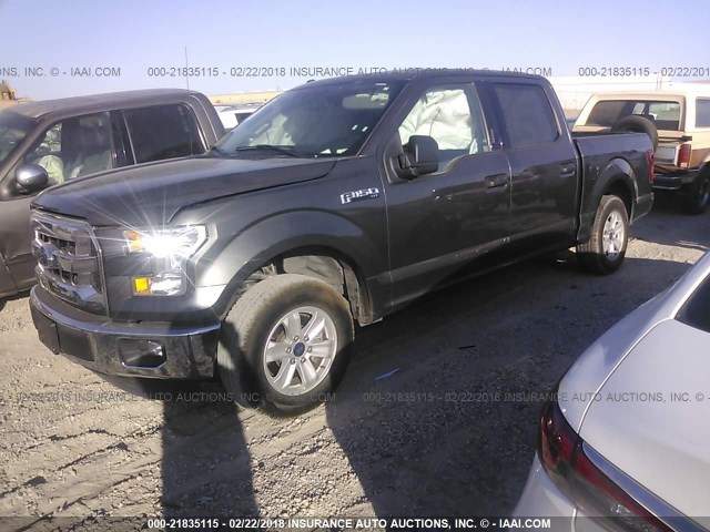 1FTEW1C83GKD46019 - 2016 FORD F150 SUPERCREW GRAY photo 2