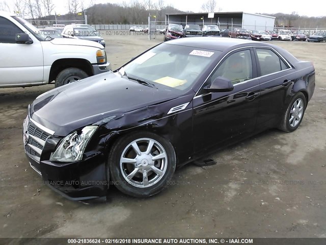 1G6DF577990143304 - 2009 CADILLAC CTS BURGUNDY photo 2