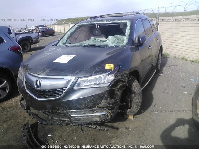 5FRYD4H4XGB021034 - 2016 ACURA MDX TECHNOLOGY BLACK photo 2